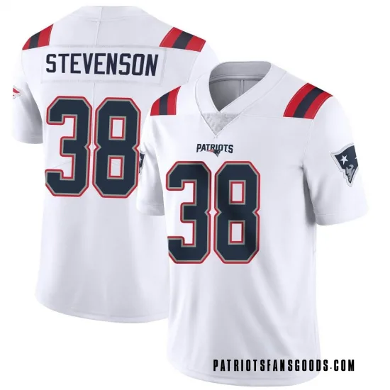 Men's New England Patriots 38 Rhamondre Stevenson White Limited jersey