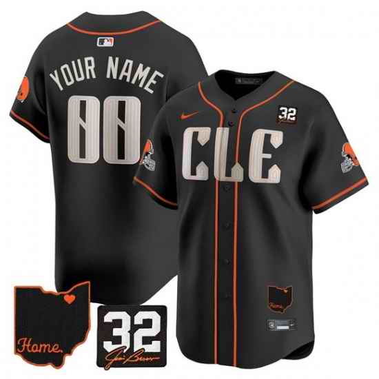 Men Cleveland Browns ACTIVE PLAYER Custom Black 2025 Jim Brown Memorial  Home Patch Vapor Limited Stitched Jersey