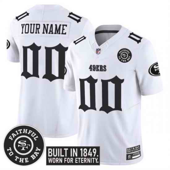 Men San Francisco 49ers Active Player Custom White F U S E   Fog City Gothic Edition  Vapor Limited Stitched Football Jersey