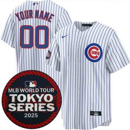 Men Women Youth Chicago Cubs Active Player Custom White 2025 World Tour Tokyo Series Home Stitched Baseball Jersey