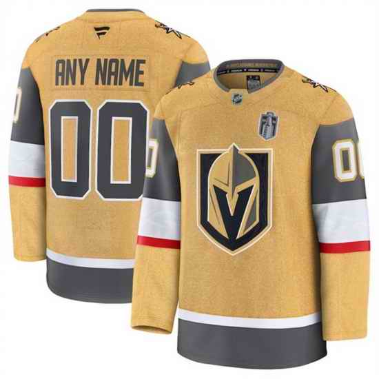 Men Vegas Golden Knights Custom Gold 2026 Stanley Cup Final Patch Home Stitched Hockey Jersey