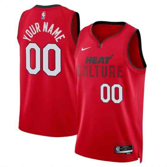 Men Miami Heat Active Player Custom Red 2024 25 City Edition Stitched Basketball Jersey