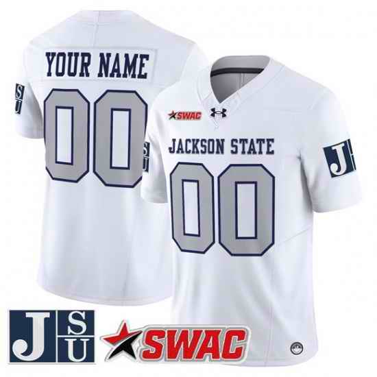 Men Jackson State Tigers ACTIVE PLAYER Custom White 2026 F U S E  Vapor Limited Stitched Football Jersey
