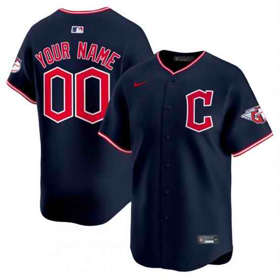 Men Cleveland Guardians Active Player Custom Navy 2025 Alternate Limited Stitched Baseball Jersey