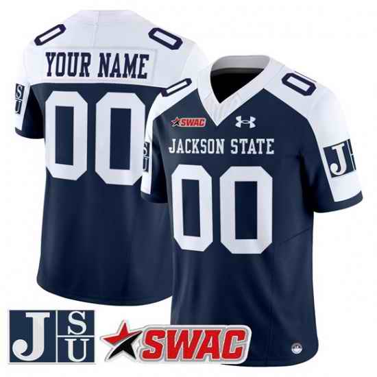 Men Jackson State Tigers ACTIVE PLAYER Custom Navy Alternate 2026 F U S E  Vapor Limited Stitched Football Jersey