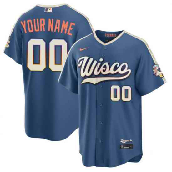 Men Milwaukee Brewers Nike Mineral Blue 2026 City Connect Stadium Custom Jersey