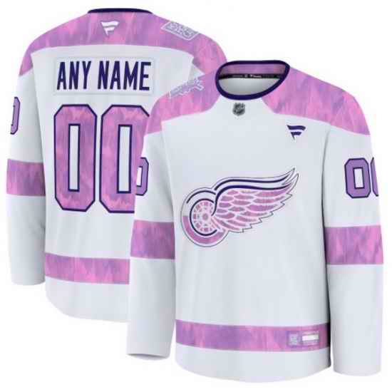 Men Women Youth Detroit Red Wings Fanatics 2024 Hockey Fights Cancer Custom Practice Jersey White
