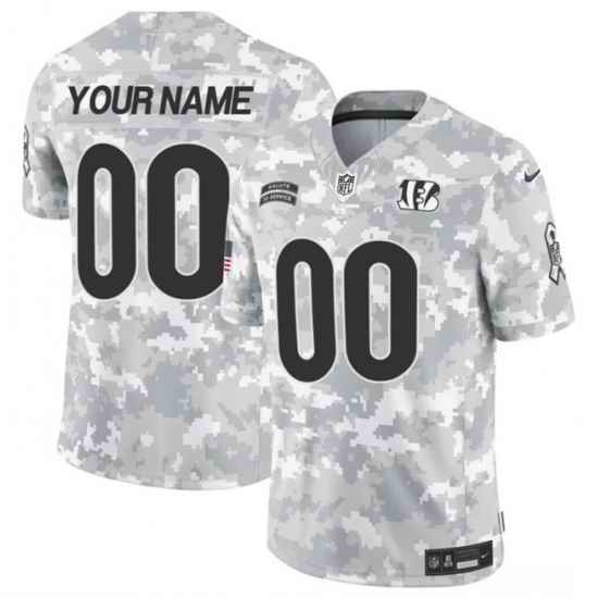 Men Cincinnati Bengals Active Player Custom 2024 F U S E Arctic Camo Salute To Service Limited Stitched Football Jersey