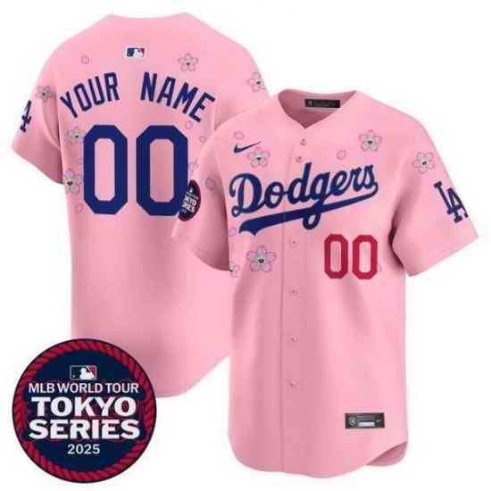 Men Women Youth Los Angeles Dodgers Active Player Custom Pink 2025 Tokyo Series Limited Stitched Baseball Jersey