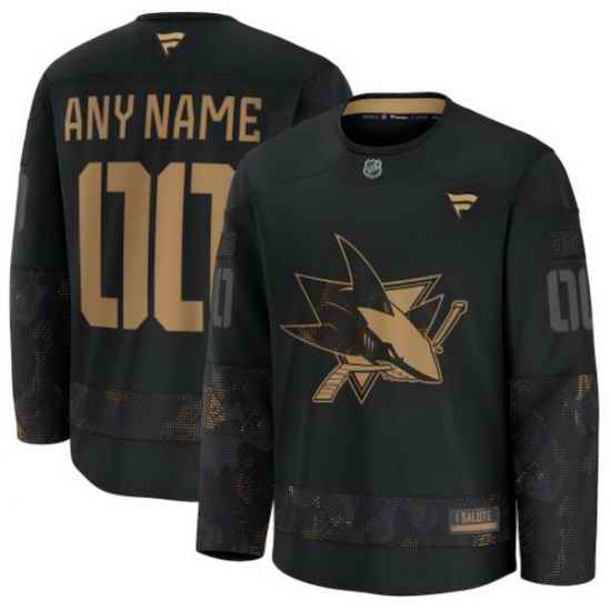 Men Women Youth San Jose Sharks Fanatics 2024 Military Appreciation Custom Practice Jersey Black
