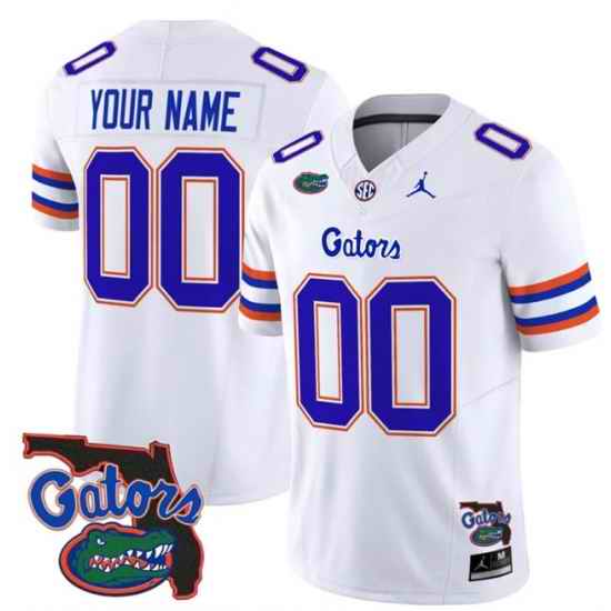 Men Florida Gators ACTIVE PLAYER Custom White 2024 F U S E  Florida Patch Vapor Limited Stitched Football Jersey