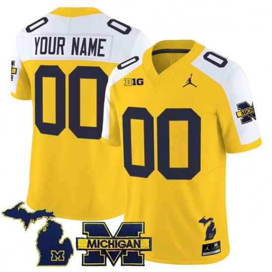 Men Michigan Wolverines ACTIVE PLAYER Custom Maize Alternate F U S E  2025 Vapor Limited Stitched Football Jersey