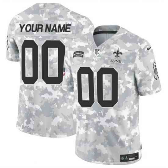 Men New Orleans Saints Active Player Custom 2024 F U S E Arctic Camo Salute To Service Limited Stitched Football Jersey