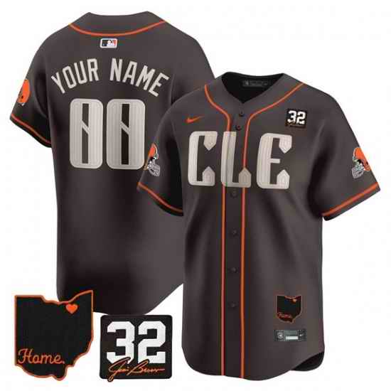 Men Cleveland Browns ACTIVE PLAYER Custom Brown 2025 Jim Brown Memorial  Home Patch Vapor Limited Stitched Jersey