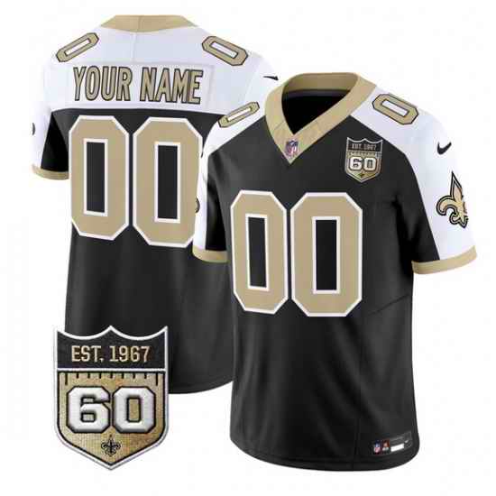 Men New Orleans Saints Active Player Custom Black Alternate F U S E  60th Anniversary Patch Vapor Limited Stitched Football Jersey
