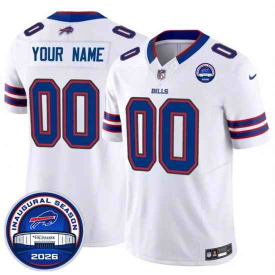 Men Buffalo Bills Active Player Custom White F U S E  2026 Inaugural Season at Highmark Stadium Patch Stitched Football Jersey