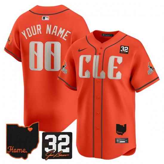 Men Cleveland Browns ACTIVE PLAYER Custom Orange 2025 Jim Brown Memorial  Home Patch Vapor Limited Stitched Jersey