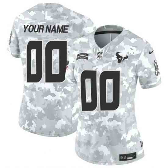 Women Houston Texans Active Player Custom 2024 F U S E Arctic Camo Salute To Service Limited Stitched Football Jersey