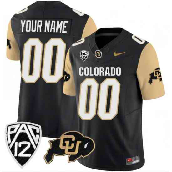 Men Colorado Buffaloes Active Player Custom Black Brown 2024 F U S E  With Big 12 XII Patch Stitched Football Jersey