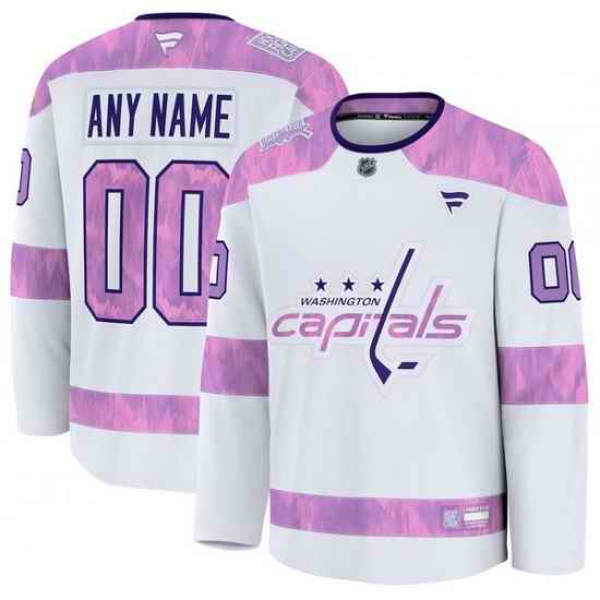 Men Women Youth Washington Capitals Fanatics 2024 Hockey Fights Cancer Custom Practice Jersey White