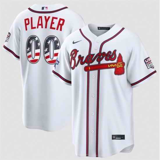 Men Atlanta Braves Active Player Custom White 2026 All Star Edition Stars   Stripes Stadium Pick A Player Stitched Baseball Jersey