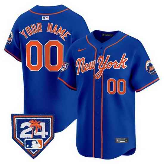 Men Women Youth New York Mets Active Player Custom Royal 2024 Spring Training Vapor Premier Limited Stitched Baseball Jersey