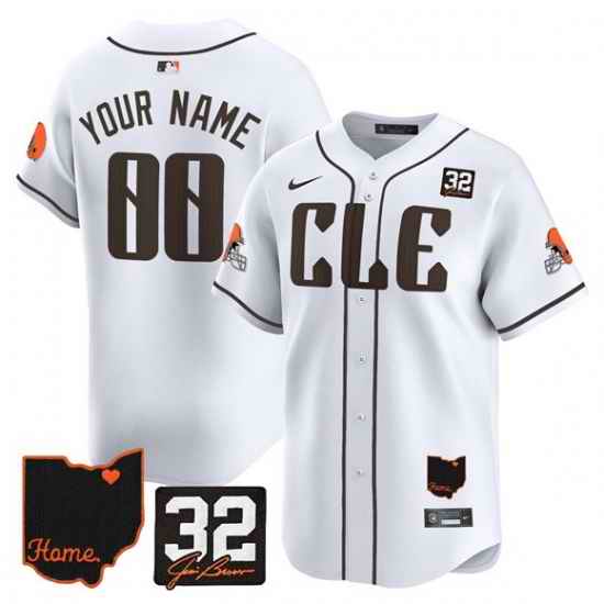 Men Cleveland Browns ACTIVE PLAYER Custom White 2025 Jim Brown Memorial  Home Patch Vapor Limited Stitched Jersey