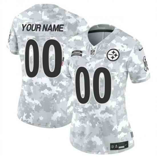 Women Pittsburgh Steelers Active Player Custom 2024 F U S E Arctic Camo Salute To Service Limited Stitched Football Jersey