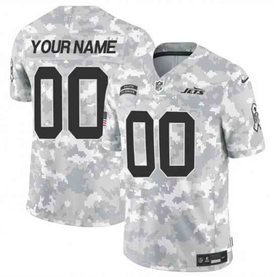 Men New York Jets Active Player Custom 2024 F U S E Arctic Camo Salute To Service Limited Stitched Football Jersey