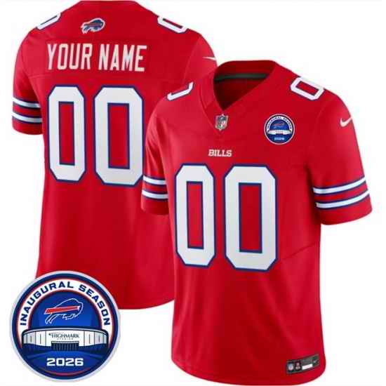 Men Buffalo Bills Active Player Custom Red F U S E  2026 Inaugural Season at Highmark Stadium Stitched Football Jersey
