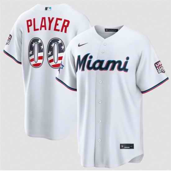 Men Miami Marlins Active Player Custom White 2026 All Star Edition Stars   Stripes Stadium Pick A Player Stitched Baseball Jersey