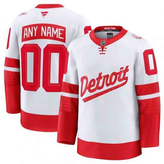 Men Detroit Red Wings Active Player Custom White Red 2024 25 Stitched Jersey