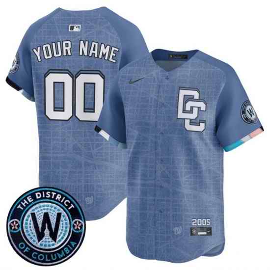 Men Washington Nationals ACTIVE PLAYER Custom Blue 2025 City Connect Limited Stitched Baseball Jersey