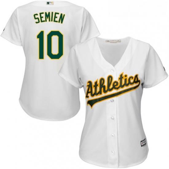 Womens Majestic Oakland Athletics 10 Marcus Semien Replica White Home Cool Base MLB Jersey