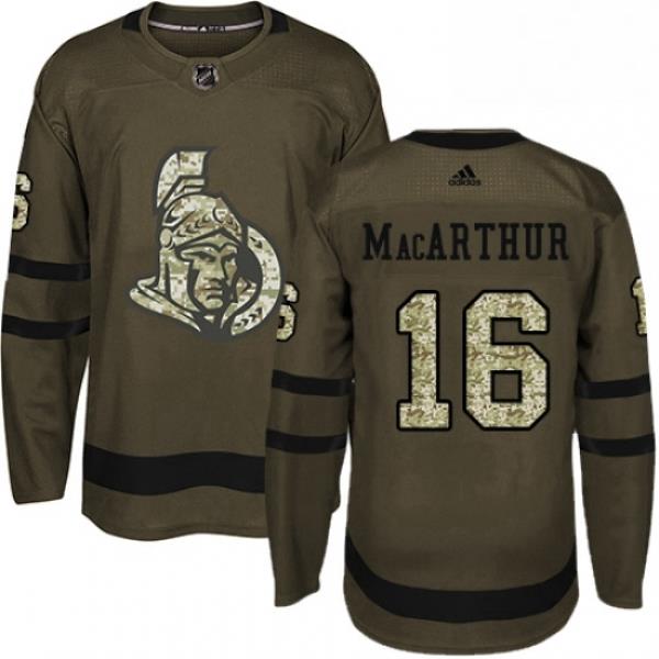 Mens Adidas Ottawa Senators 16 Clarke MacArthur Authentic Green Salute to Service NHL Jersey