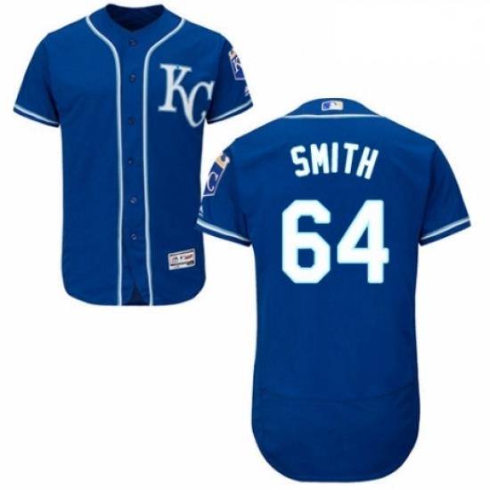 Mens Majestic Kansas City Royals 64 Burch Smith Royal Blue Alternate Flex Base Collection 2018 World Series Jersey