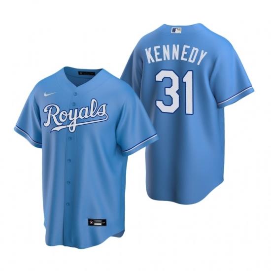 Mens Nike Kansas City Royals 31 Ian Kennedy Light Blue Alternate Stitched Baseball Jerse