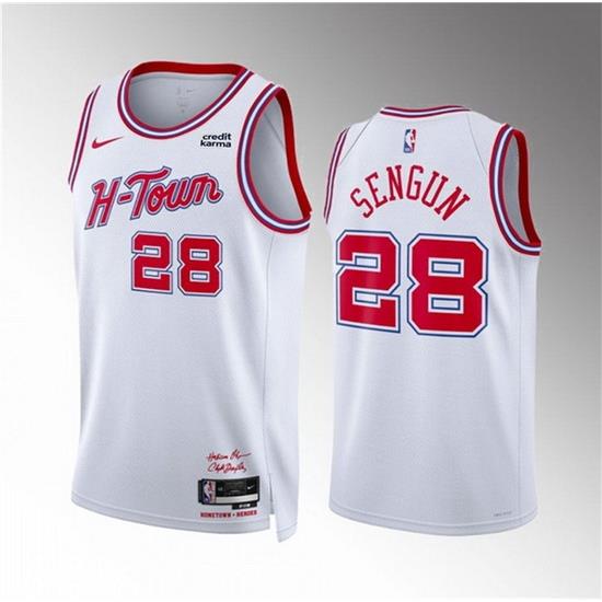 Men Houston Rockets 28 Alperen Sengun White 2023 24 City Edition Stitched Jersey