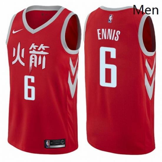 Mens Nike Houston Rockets 6 Tyler Ennis Authentic Red NBA Jersey City Edition