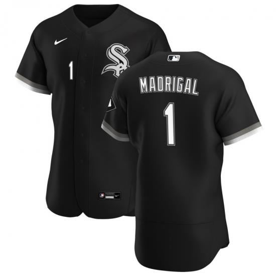 Men Chicago White Sox 1 Nick Madrigal Men Nike Black Alternate 2020 Flex Base Player MLB Jersey