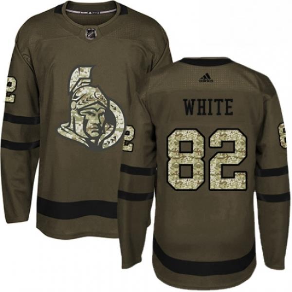 Mens Adidas Ottawa Senators 82 Colin White Authentic Green Salute to Service NHL Jersey