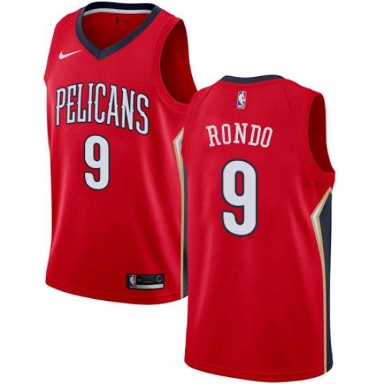 Womens Nike New Orleans Pelicans 9 Rajon Rondo Swingman Red Alternate NBA Jersey Statement Edition