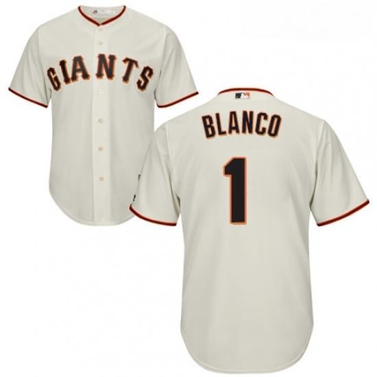 Youth Majestic San Francisco Giants 1 Gregor Blanco Replica Cream Home Cool Base MLB Jersey