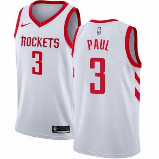 Mens Nike Houston Rockets 3 Chris Paul Authentic White Home NBA Jersey Association Edition