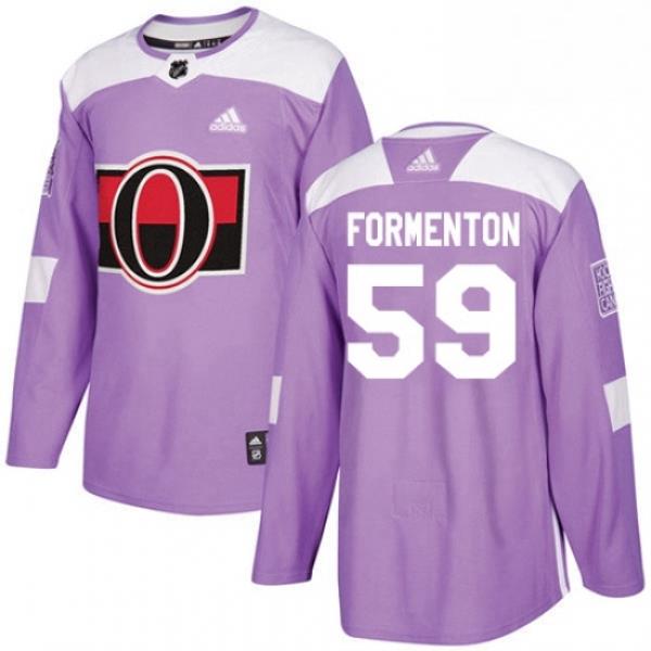 Mens Adidas Ottawa Senators 59 Alex Formenton Authentic Purple Fights Cancer Practice NHL Jersey