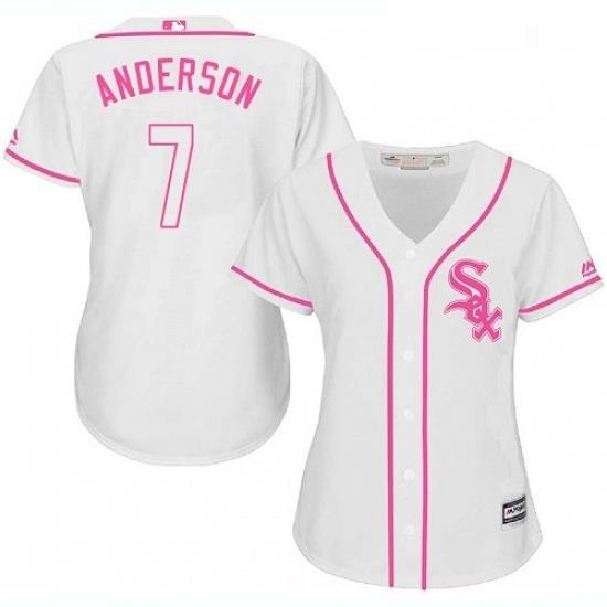 Womens Majestic Chicago White Sox 7 Tim Anderson Replica White Fashion Cool Base MLB Jersey