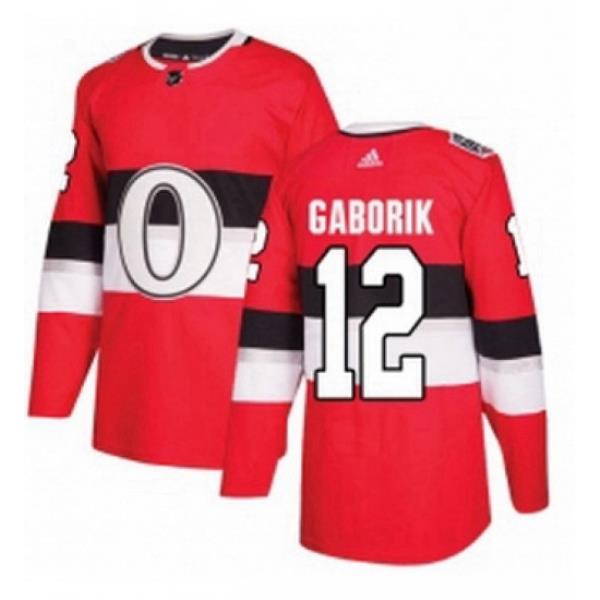 Mens Adidas Ottawa Senators 12 Marian Gaborik Authentic Red 2017 100 Classic NHL Jersey