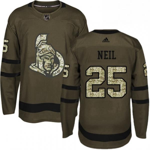 Mens Adidas Ottawa Senators 25 Chris Neil Premier Green Salute to Service NHL Jersey