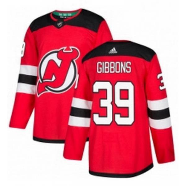 Mens Adidas New Jersey Devils 39 Brian Gibbons Authentic Red Home NHL Jersey