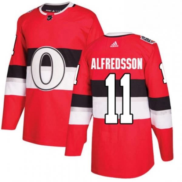 Mens Adidas Ottawa Senators 11 Daniel Alfredsson Authentic Red 2017 100 Classic NHL Jersey